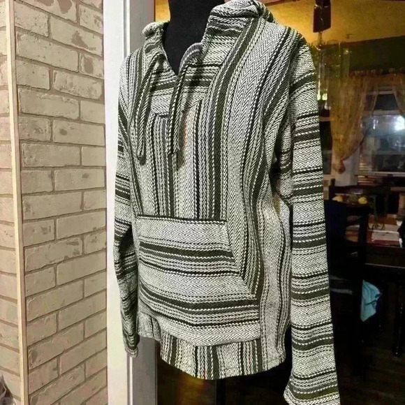 Vintage Original Senor Lopez Mens Pullover Mexico Hoodie Rug Poncho Size S - Picture 6 of 9